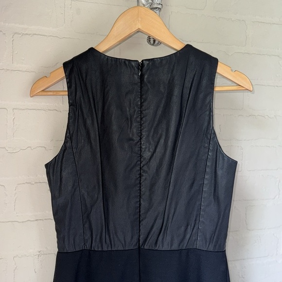 Theory Black dress Sleeveless outfit lamb leather wool blend lined size 4 - Picture 5 of 6